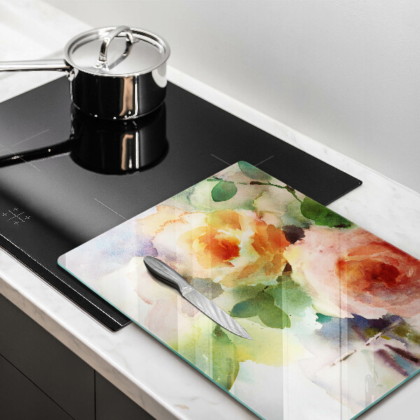 Chopping board glass Painted flowers