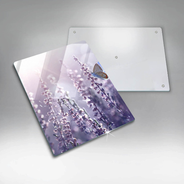 Chopping board glass Field flowers and butterfly