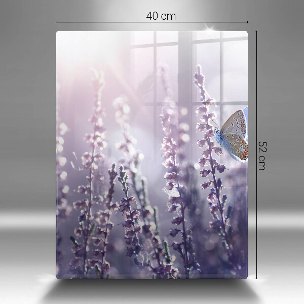 Chopping board glass Field flowers and butterfly