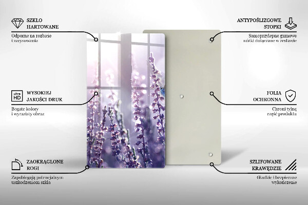 Chopping board glass Field flowers and butterfly