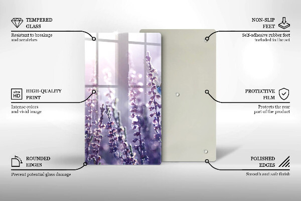 Chopping board glass Field flowers and butterfly