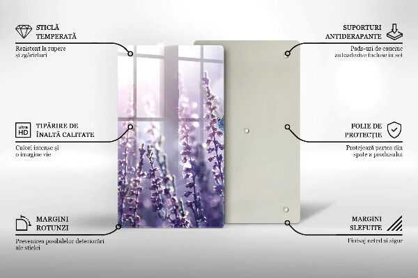 Chopping board glass Field flowers and butterfly