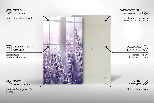 Chopping board glass Field flowers and butterfly