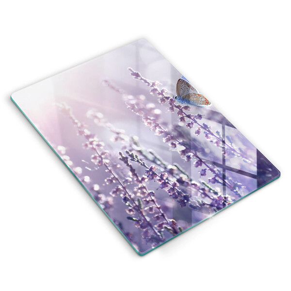 Chopping board glass Field flowers and butterfly