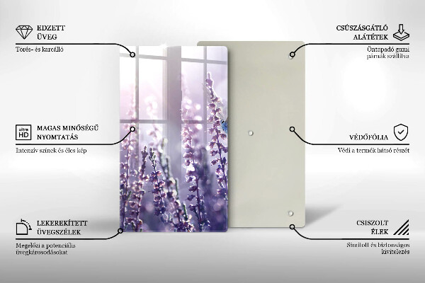 Chopping board glass Field flowers and butterfly