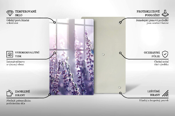 Chopping board glass Field flowers and butterfly