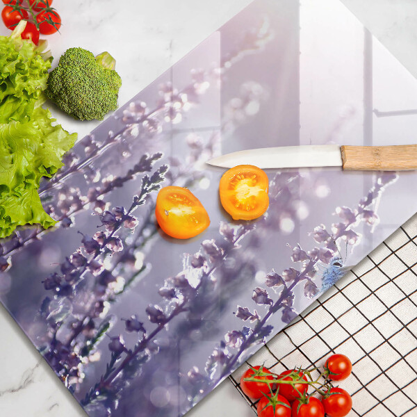 Chopping board glass Field flowers and butterfly