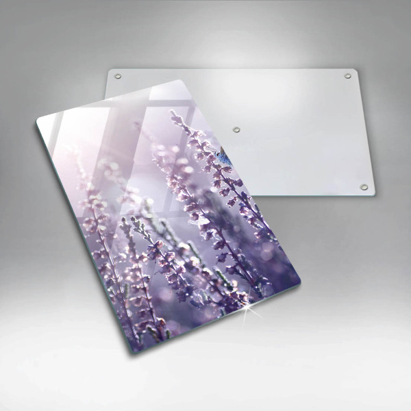 Chopping board glass Field flowers and butterfly