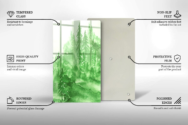 Chopping board glass Painted forest