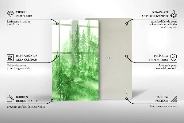 Chopping board glass Painted forest