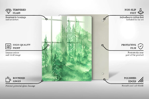 Chopping board glass Painted forest