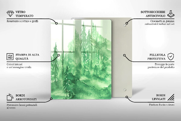Chopping board glass Painted forest