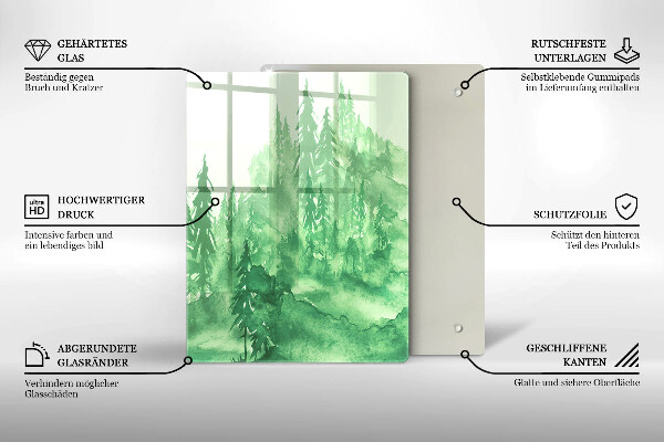 Chopping board glass Painted forest