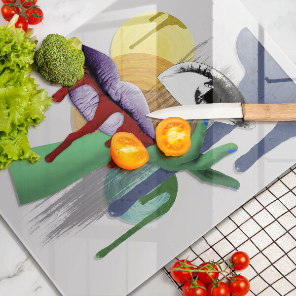 Chopping board glass An abstract art collage