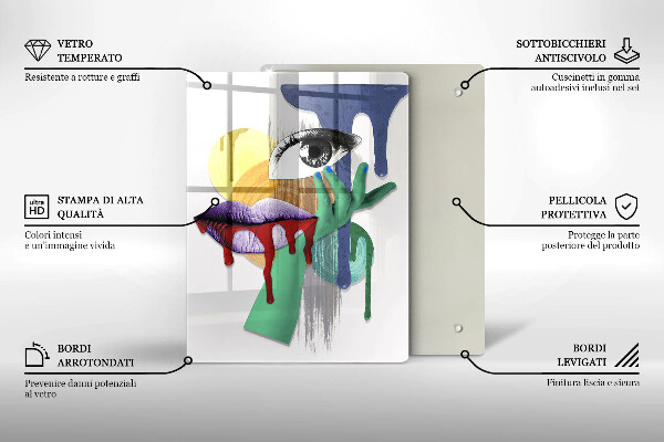 Chopping board glass An abstract art collage