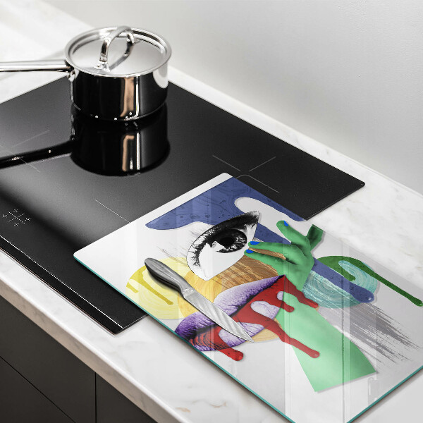 Chopping board glass An abstract art collage