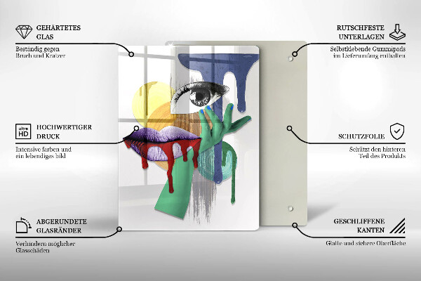 Chopping board glass An abstract art collage
