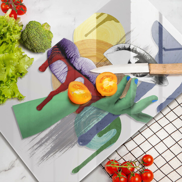 Chopping board glass An abstract art collage