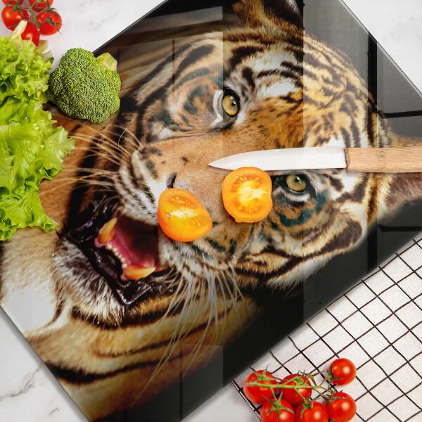 Chopping board glass Wild animal tiger