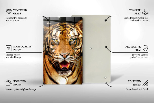 Chopping board glass Wild animal tiger