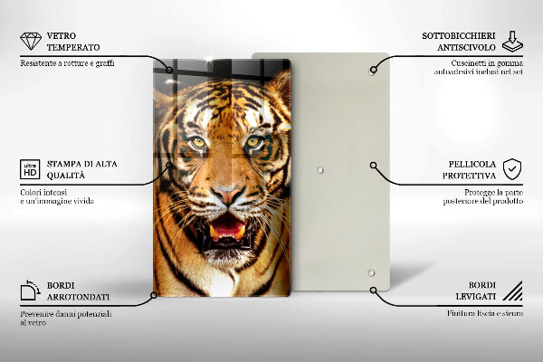 Chopping board glass Wild animal tiger