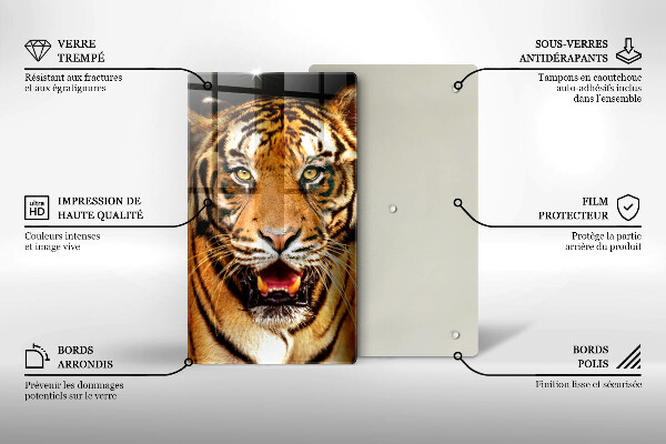Chopping board glass Wild animal tiger