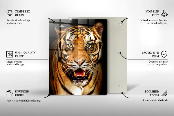 Chopping board glass Wild animal tiger