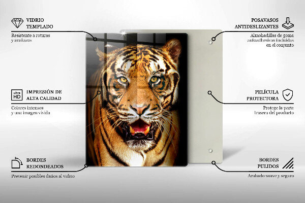 Chopping board glass Wild animal tiger