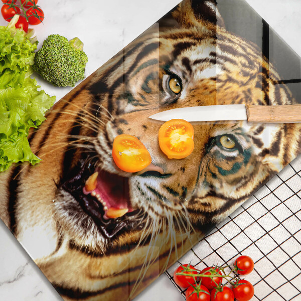 Chopping board glass Wild animal tiger