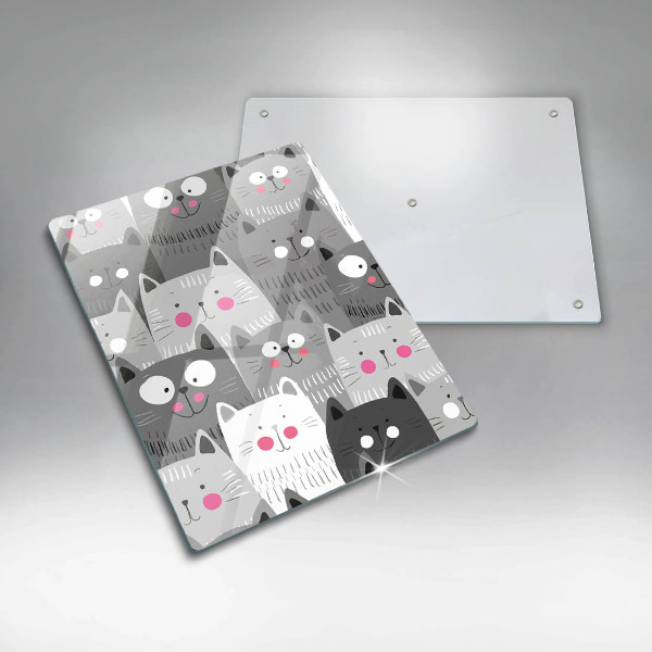 Chopping board glass Illustration of cats