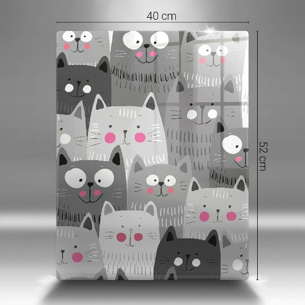 Chopping board glass Illustration of cats