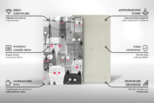 Chopping board glass Illustration of cats