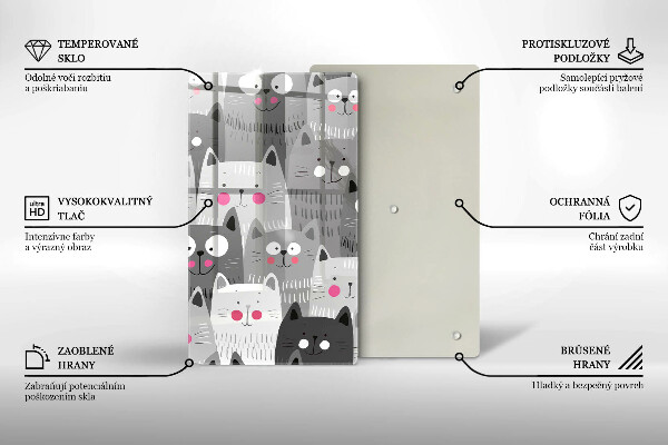 Chopping board glass Illustration of cats