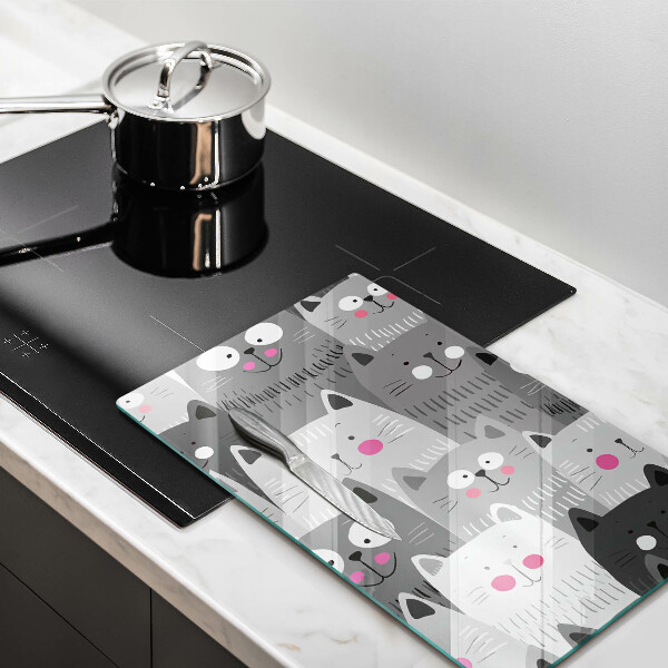 Chopping board glass Illustration of cats
