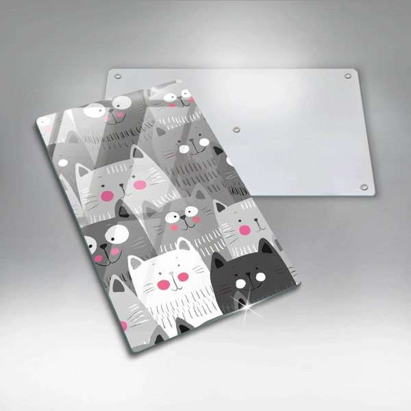 Chopping board glass Illustration of cats