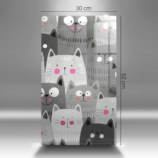 Chopping board glass Illustration of cats