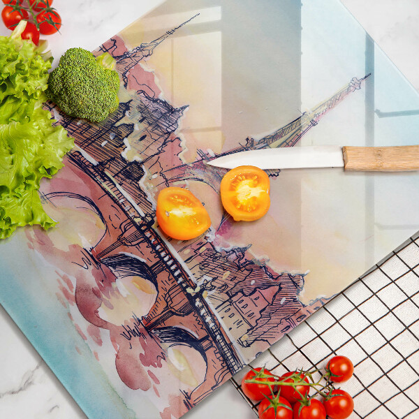 Chopping board glass Paris landscape Eiffel Tower