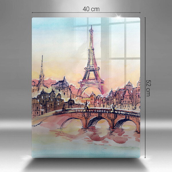 Chopping board glass Paris landscape Eiffel Tower