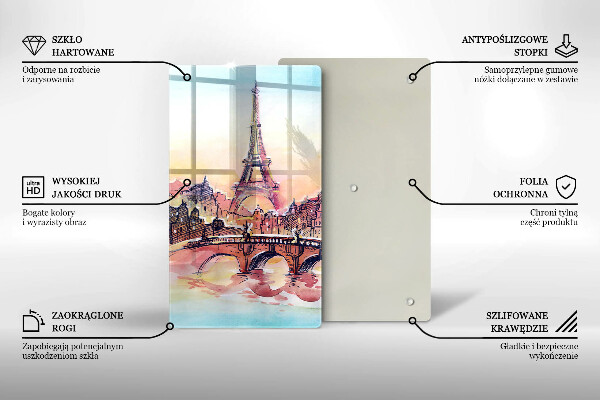 Chopping board glass Paris landscape Eiffel Tower