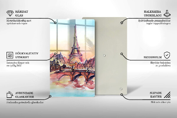 Chopping board glass Paris landscape Eiffel Tower
