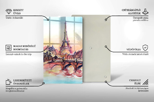 Chopping board glass Paris landscape Eiffel Tower