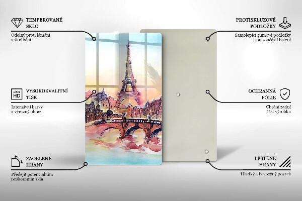 Chopping board glass Paris landscape Eiffel Tower