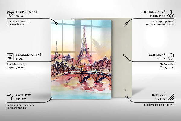 Chopping board glass Paris landscape Eiffel Tower
