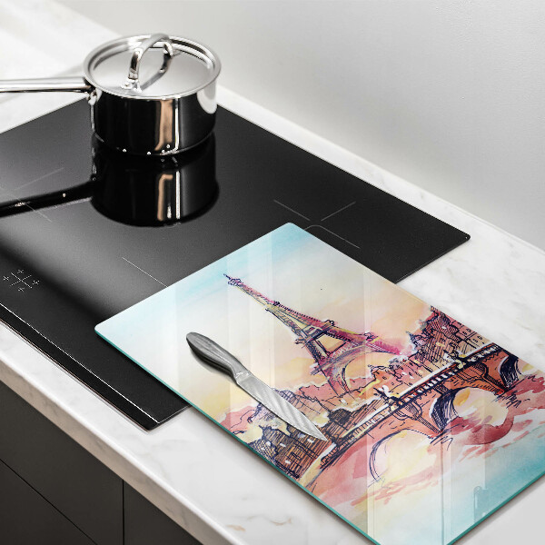 Chopping board glass Paris landscape Eiffel Tower