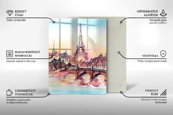 Chopping board glass Paris landscape Eiffel Tower