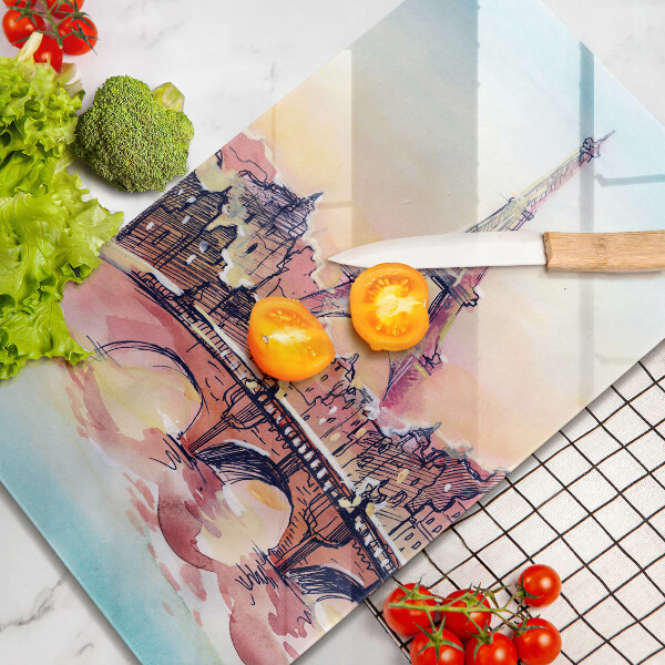 Chopping board glass Paris landscape Eiffel Tower
