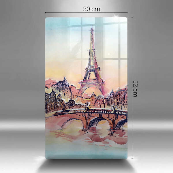 Chopping board glass Paris landscape Eiffel Tower