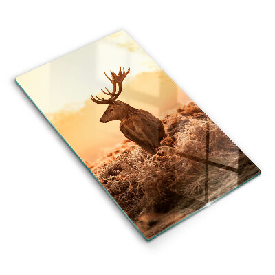 Chopping board glass Deer in the field