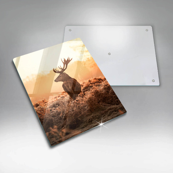 Chopping board glass Deer in the field
