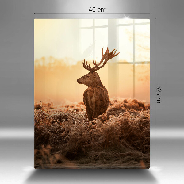 Chopping board glass Deer in the field